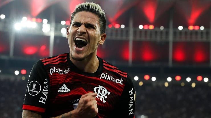 Pedro festeggia il gol con il Flamengo.