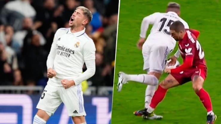 Federico Valverde ha subito il planchazo del Papu Gomez e si è infortunato.