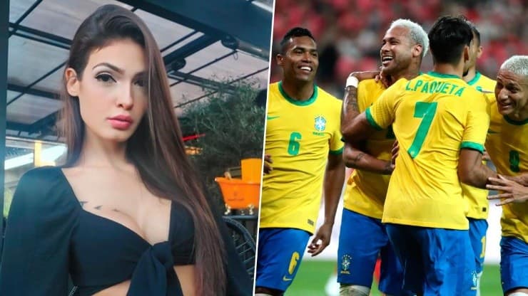 La modella che regala le foto dei gol del Brasile.